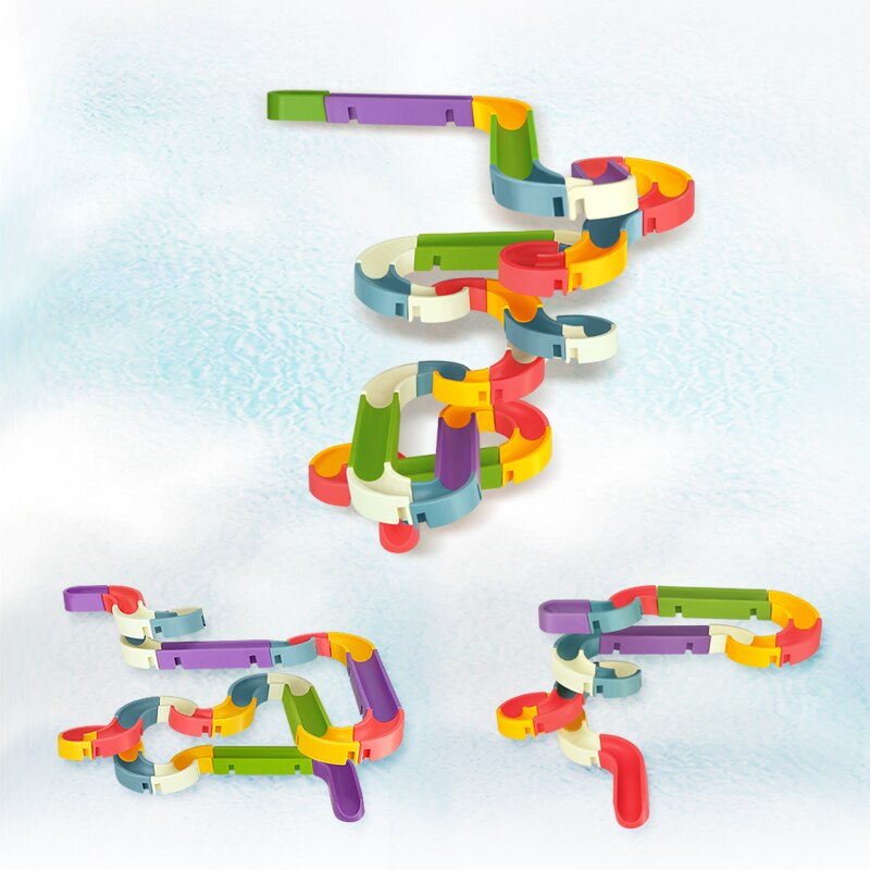 Baby bath toy diy run assembly track girl boy bathroom bathtub children summer play water spray toy set children stacking track