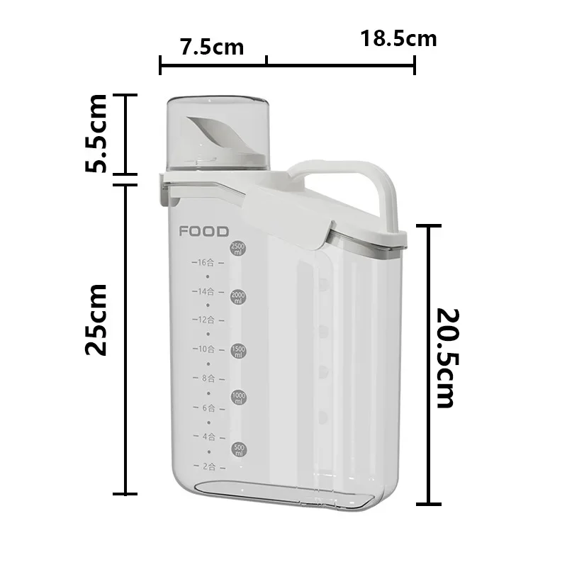 Grandes tasses doseuses à bec verseur pour céréales, stockage compact des aliments secs, transparent, laqué fl.oz, 1,5 l: Rouge