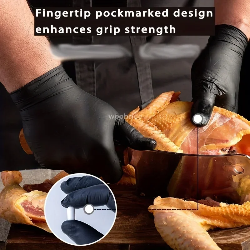 Wegwerphandschoenen Zwarte nitrilhandschoenen Latex Veelzijdig Waterdicht Geschikt voor keukenreiniging Afwassen Koken Auto