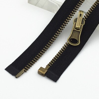 5#   sort tape messing bronzetænder messing metal lynlås 75 80 100 120cm 1 stk diy tøjjakke tilbehør til beklædningsgenstande