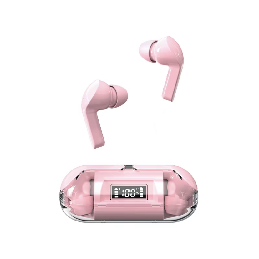 A06 Wireless TWS Bluetooth Earphone with LED Display Touch Noise Canceling Earbuds SportsMusic Game Headset Waterproof: Pink