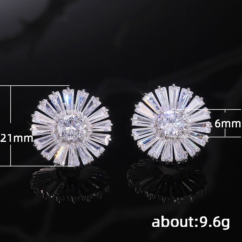 2022 luxe zilveren koreaanse oorbellen in zonnebloemvorm voor dames, jubileumsieraden, in bulk te koop  e5894