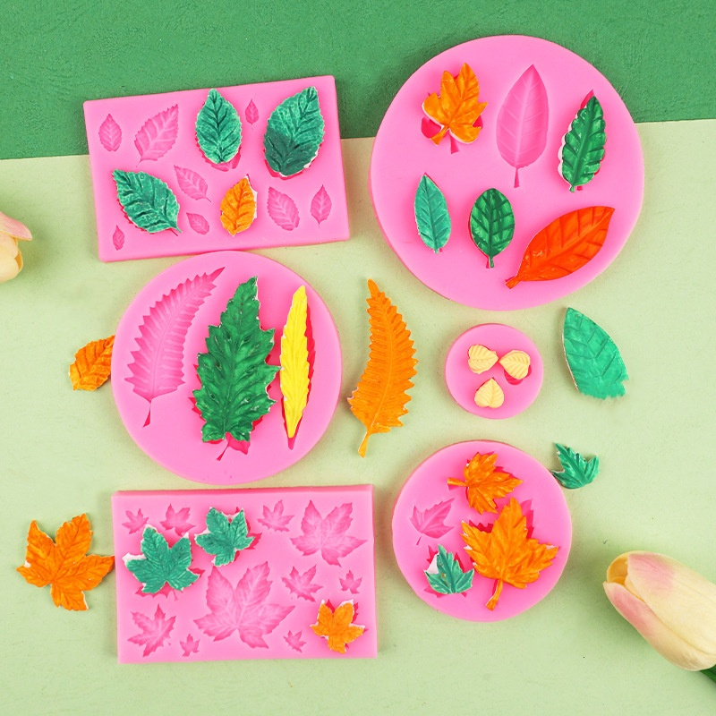 DIY Leaf Maple Leaf Silicone Mould Leaf Collection Flipping Silicone Mold Cake Decoration Moulds Resin Clay Accessories: plum