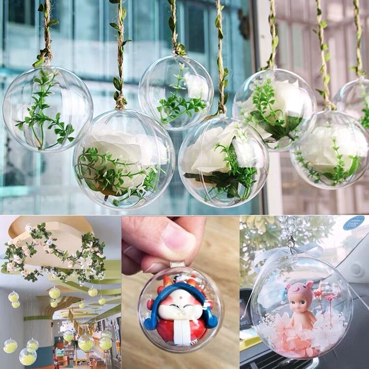 1pc 4-20cm Big Christmas Tress Decorations Ball Transparent Open Plastic Clear Bauble Ornament Box Year