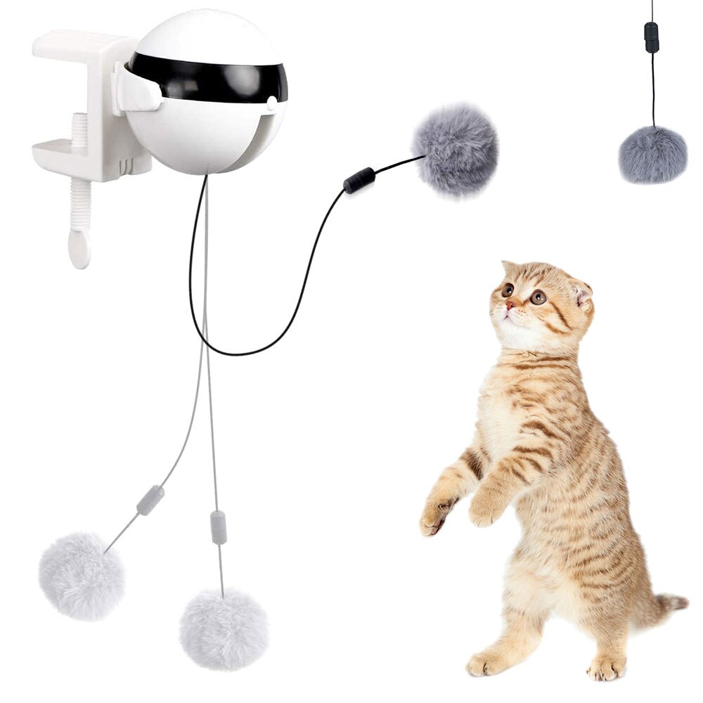 Elektrisk katteleke automatisk løfting katt ball leke interaktiv puslespill smart kjæledyr katt ball fjær leker løfte baller katt kjæledyr forsyning
