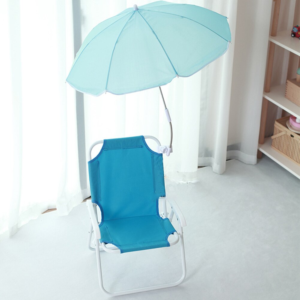 De parasol plegable playa sillón reclinable Silla de playa para niños con paraguas extraíbles: Azul claro