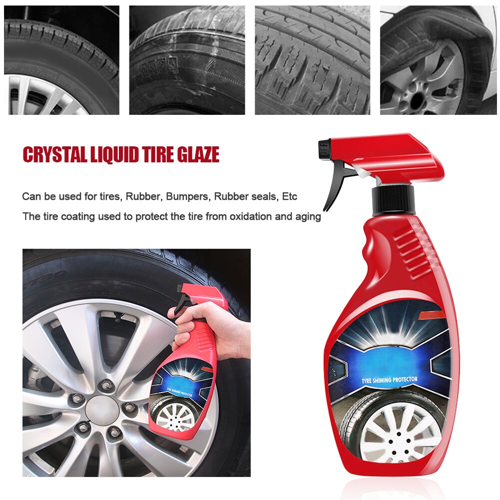 360ML Tire Coating Agent High Brightness Tire Protector Wheel Cleaning Glazing Crack Care Instant Brightening
