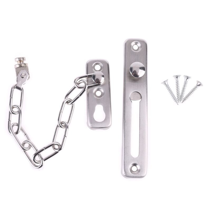 1-Pack Anti-Theft Door Chain Stainless Steel Sliding Bolt Door Lock Security Chain for Home Hotel Safety Supplies