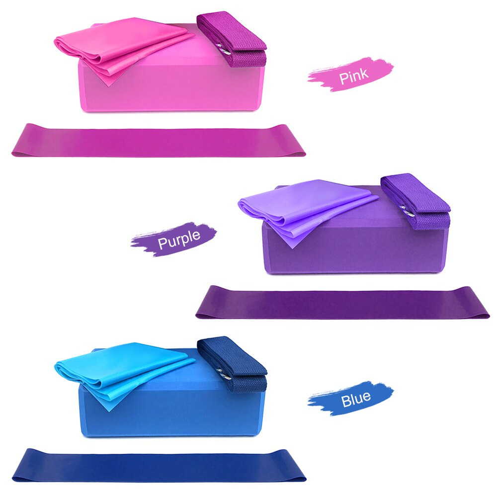 Lixada 4pcs Yoga Apparatuur Set Yoga Blok Set Oefening Workout Fitness Yoga Stretching Band Weerstand Loop Band Oefening Band