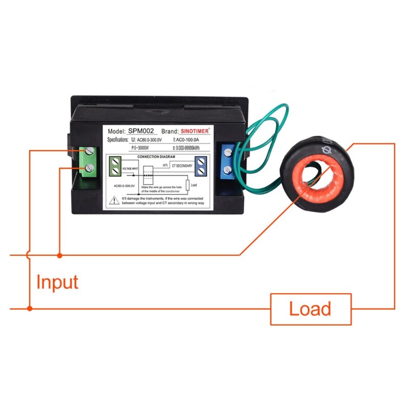 Ac80-300v/ac300-450v 100a lcd digital display voltmeter elektrisk energimåler