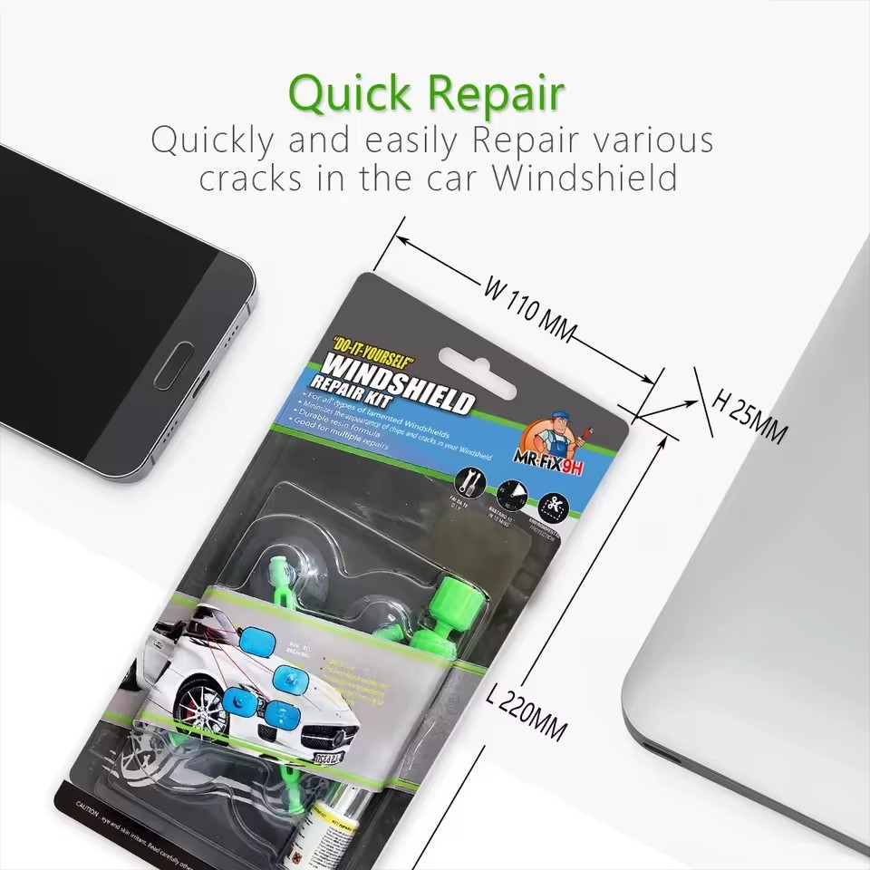 Kit de resina para reparación de parabrisas de coche, herramientas para romper el parabrisas, pegatinas protectoras para restauración de arañazos, limpiador de vidrio, cuidado sin rastro