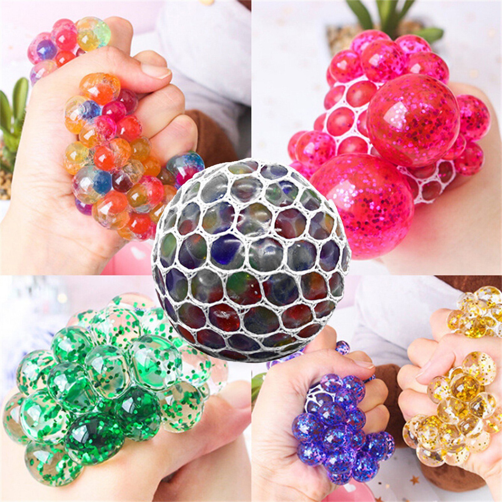 10Ml Mesh Ball Stress Led Gloeiende Een Druif Speelgoed Angst Relief Stress Bal Zintuiglijke Speelgoed Speciale Behoeften Adhd Autism kids Adult 4 *