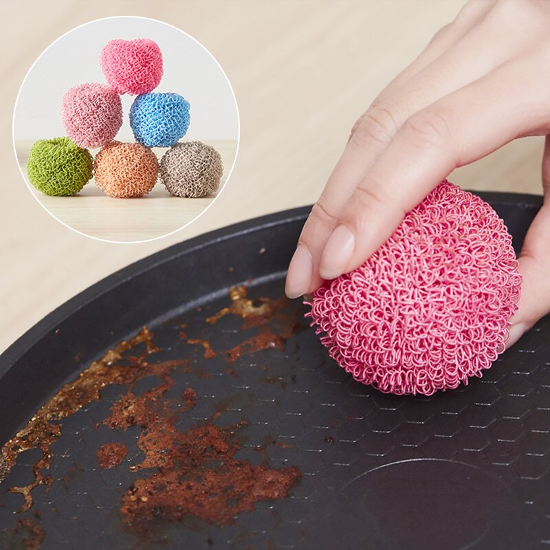 Boule de nettoyage en microfibre Nano, boule de nettoyage de cuisine, brosse à huile antiadhésive, Pot artefact boule en acier, outil ménager