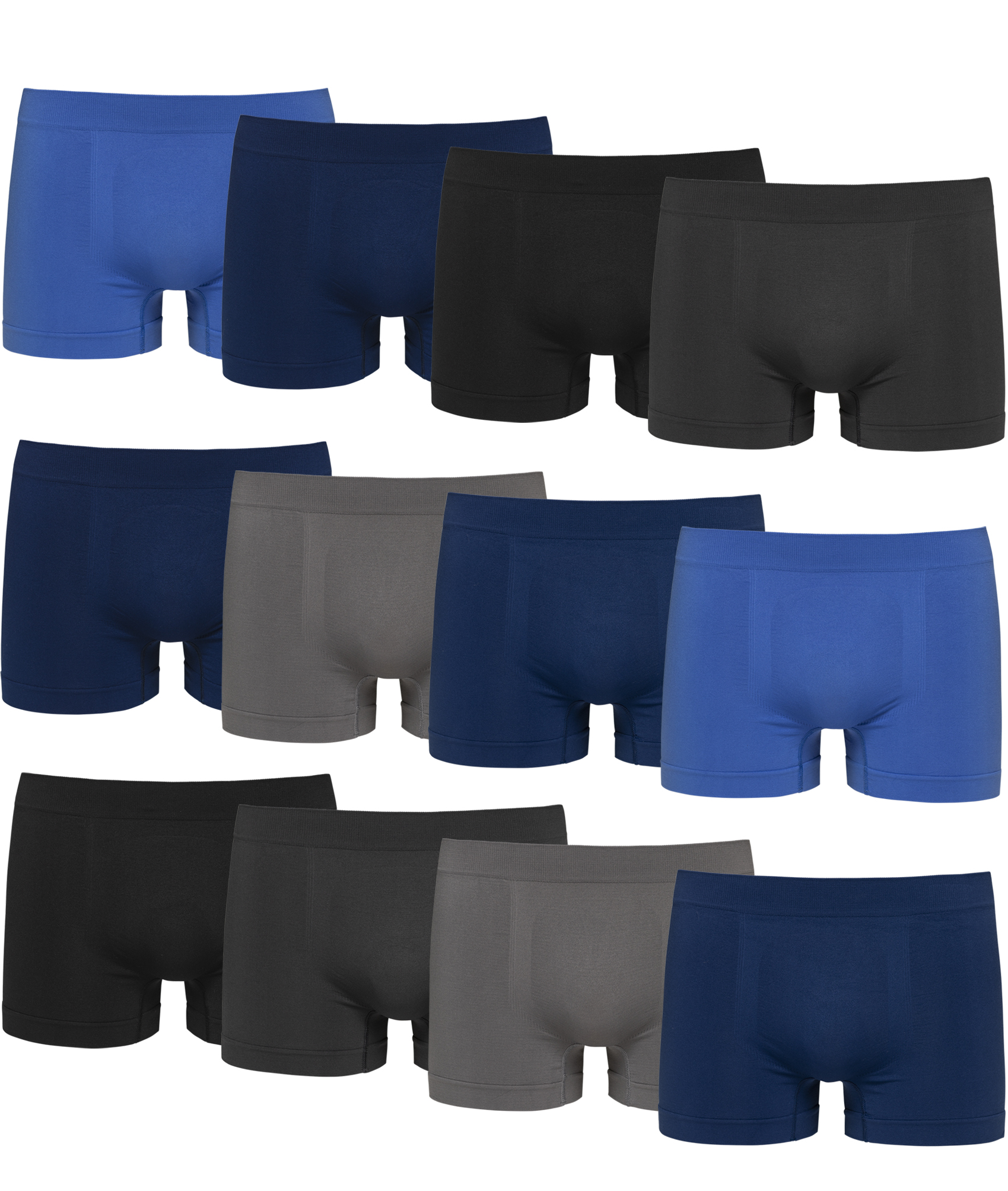 CHANNO Pack de 12 Boxers de Licra Sin Costuras Invisibles Tiro Medio Suaves y Cómodos para Hombre