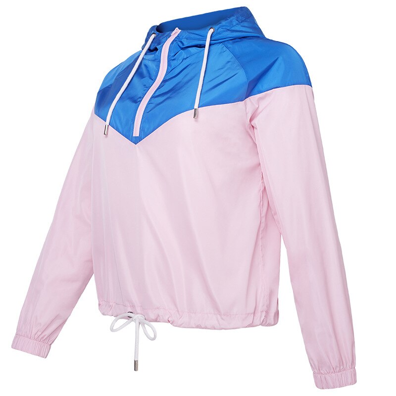 S-Xl Lange Mouwen Skin Running Jacket Vrouw Dunne Sport Dragen Voor Gym Splicing Capuchon, outdoor Sport Rits Jas