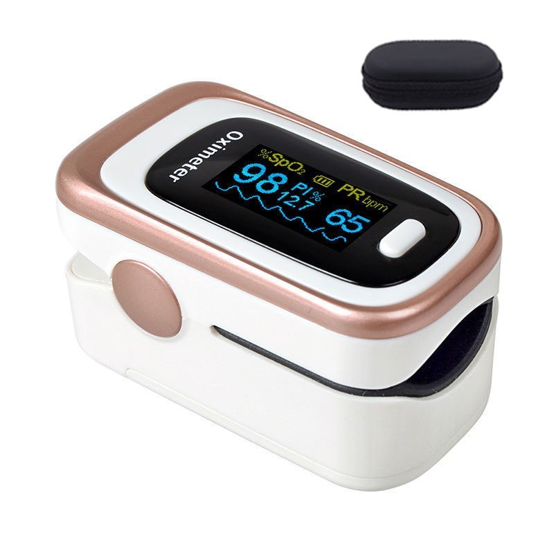 Oxímetro Digital Oled portátil SPO2 PR PI 8 horas monitor De sueño oxímetro De oxígeno en sangre con estuche: white golden case