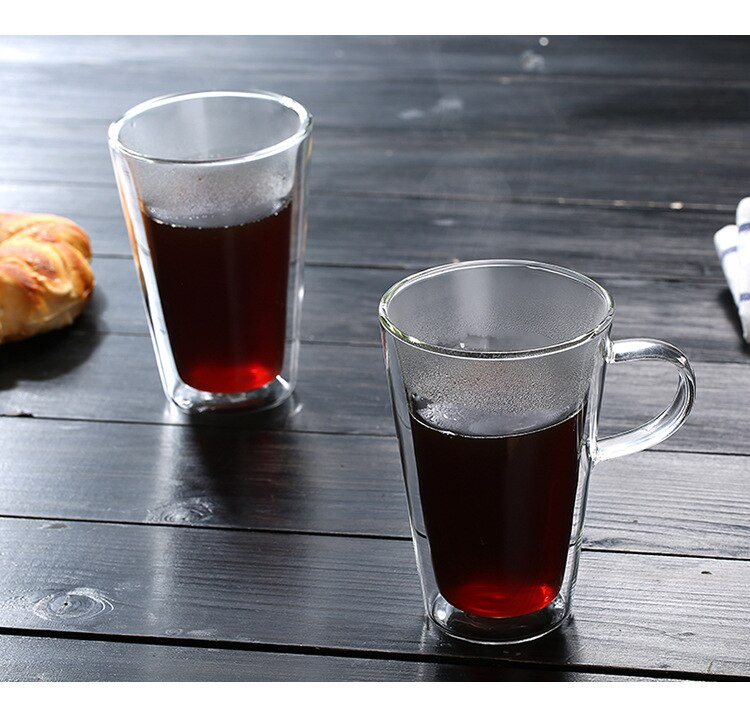 400 ml Double Wall Cup Clear Slip Handgemaakte Thee Mok Koffie Melk Sap Gezonde Drank Dubbele Laag Glas Mok