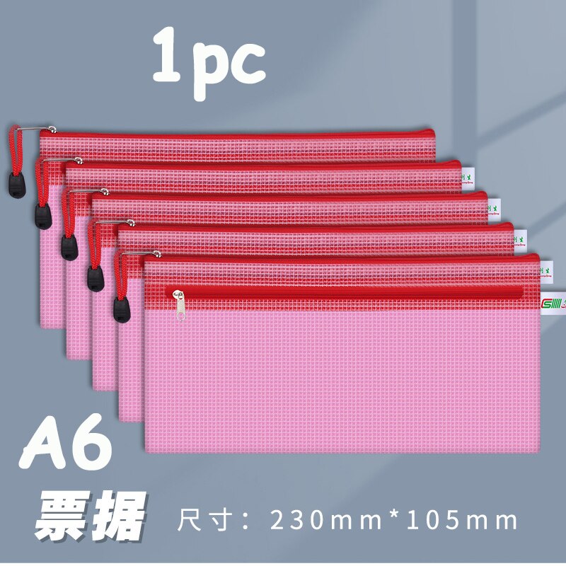 Double Zipper Plastic Folder File Envelope A4 A5 A6 B5 Poly Stationery Storage Waterproof PVC Organizer Bag: A6 Red