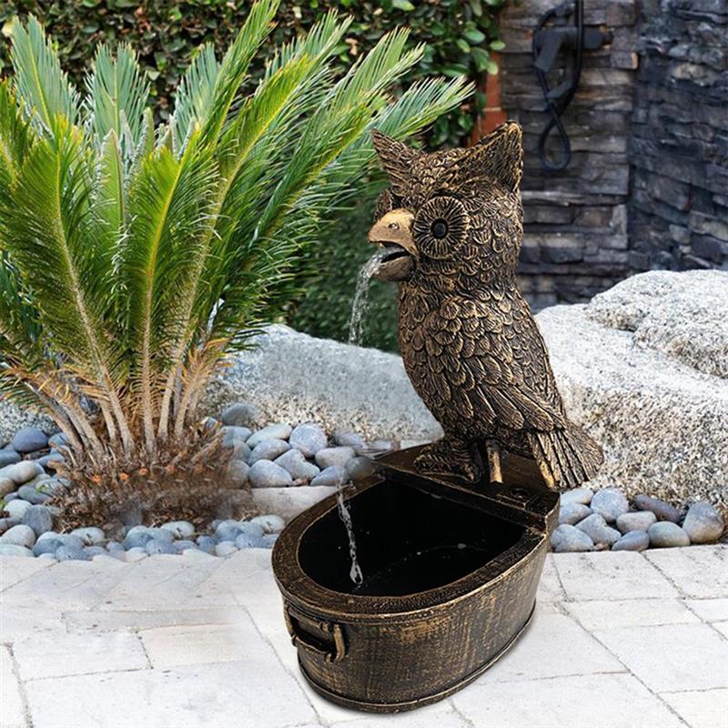 Water Fountain Playful Rustic Look Resin Metal Bird Garden Decor Fountain Vivid Bird Shape Yard Art Decor Water Fountain Outdoor