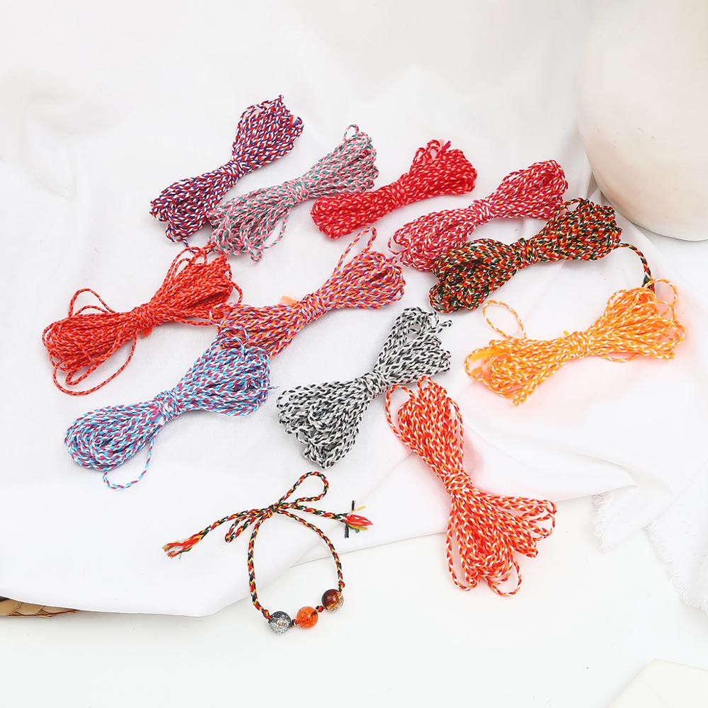 5M Veelkleurige Polyester Katoen Gevlochten Touw String Koord Voor Diy Armband Ketting Sieraden Makings Accessoires 2Mm