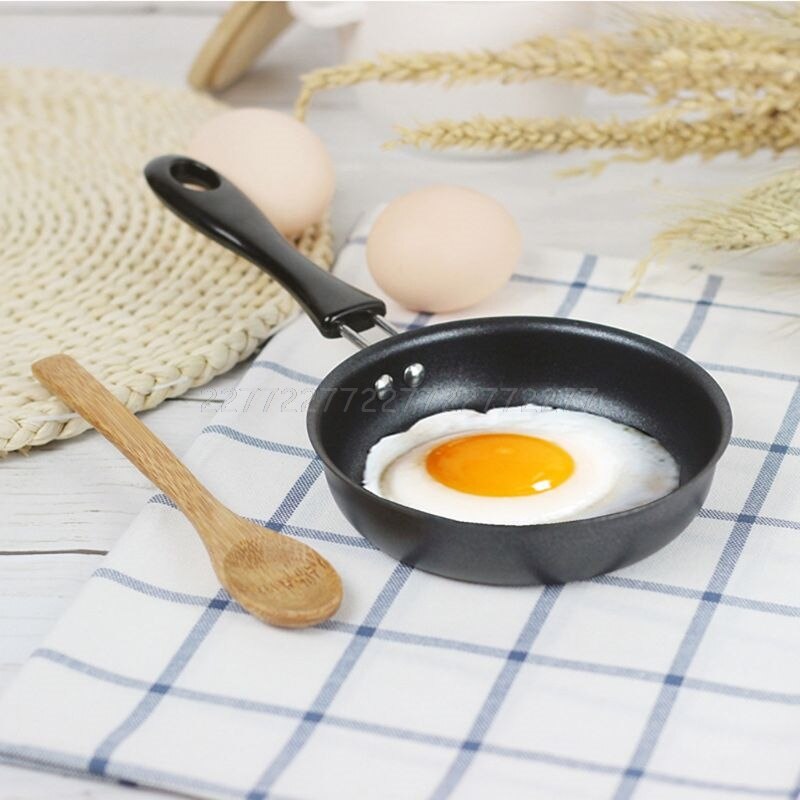 Mini kogepande non-stick jern stegepande belægning bærbare stegte æg med langt håndtag til morgenmad  n24