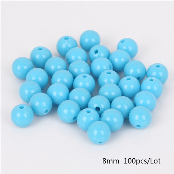Dia . 8 mm hul ca. 1.8mm 100 stk diy perler skinnende plastik akryl løs afstandsstykke til gør det selv armbånd halskæde 20 farver: Turkis
