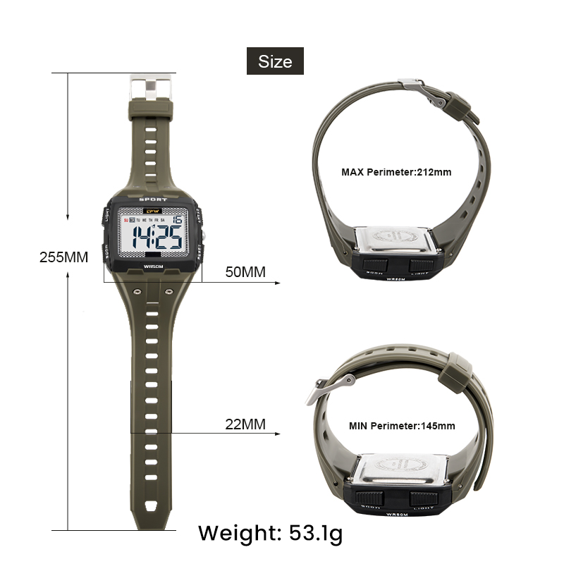 TPW Oversized digitaal horloge Grote cijfers af te lezen 5ATM Waterbestendig