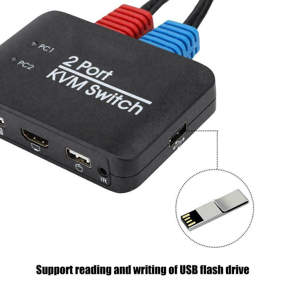 2 Port HDMI KVM Switch 4K@60Hz Support Hotkey Switch USB 2.0 Keyboard Mouse