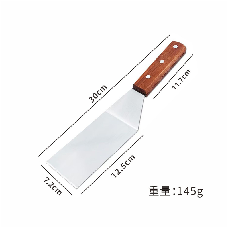 Espátula y raspador de parrilla de acero inoxidable, herramientas de cocina duraderas antiadherentes para barbacoa, pala para Pizza, tortitas, carne, utensilios para barbacoa: marrón