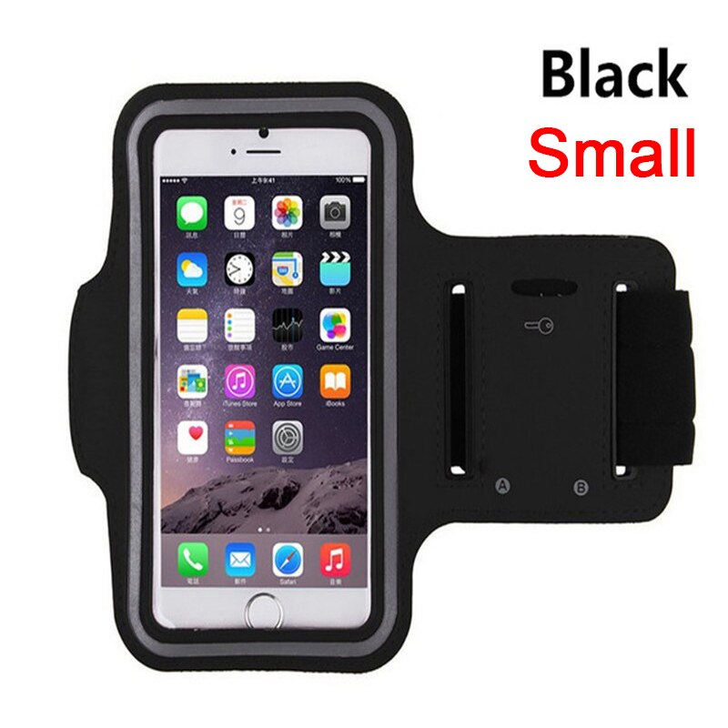 Waterproof 5.5" Gym Running Phone Bag Arm Band Case for iPhone 7 Outdoor Sports Phone Holder Armband Case for J4 J6: Small Black