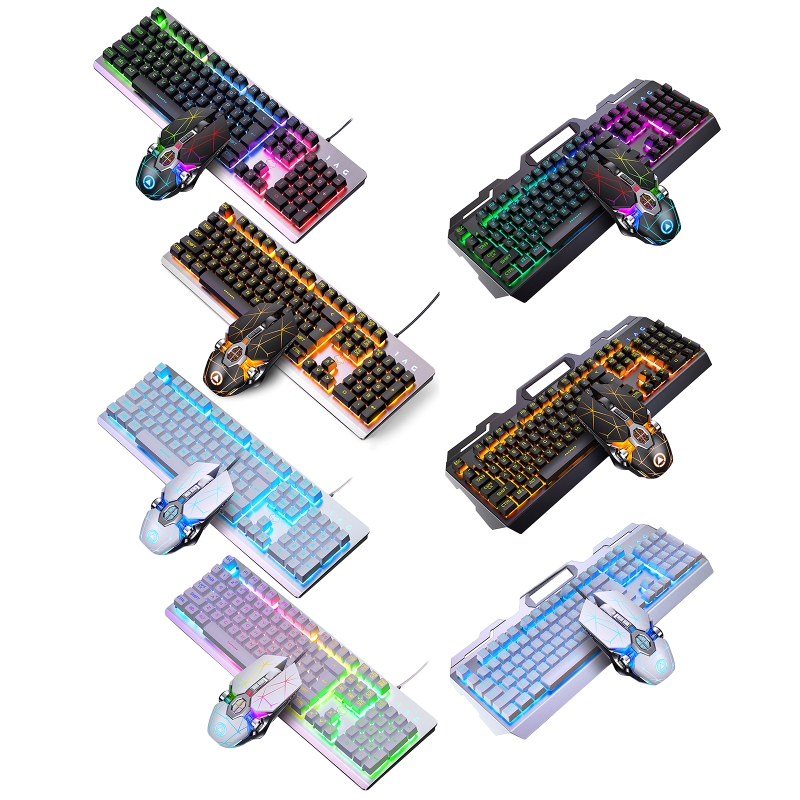 Teclado para juegos de aleación de aluminio RGB de 104 teclas y ratón para juegos RGB,