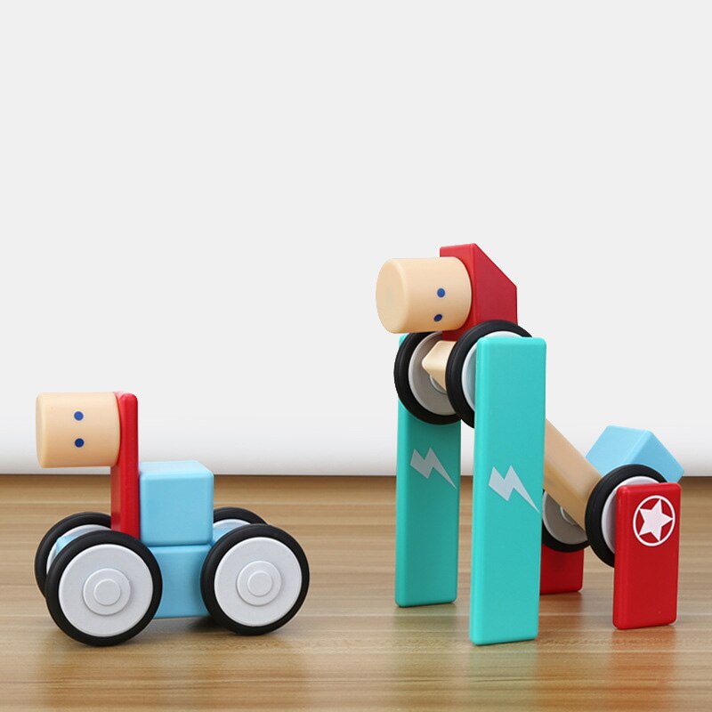Magnetisk sind magnetisk imiteret træblok 12- delt sæt | klassisk og stilfuldt legetøj til børn