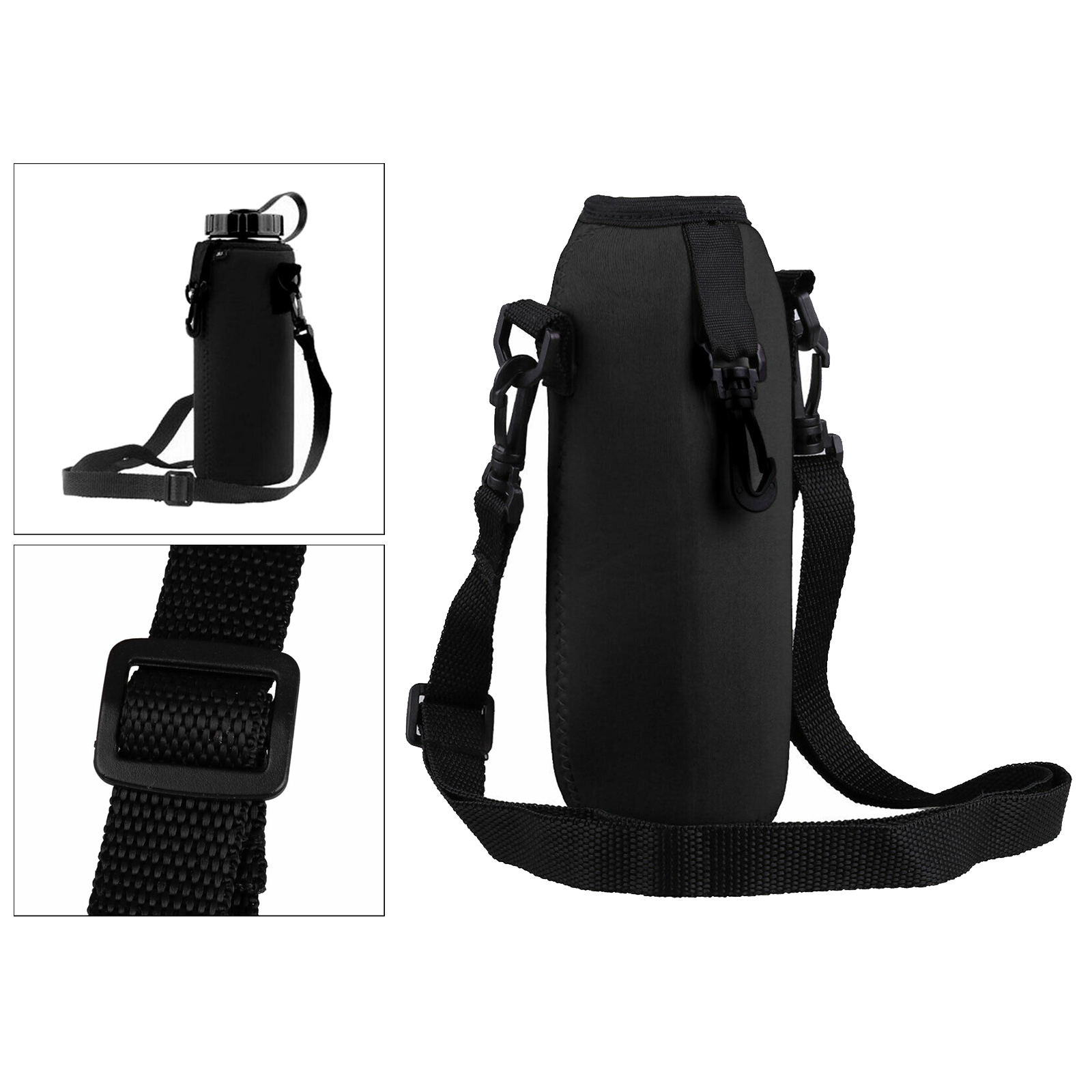 750ml Neoprene Water Bottle Carrier, Insulated Water Bottle Holder Bag Case: Black