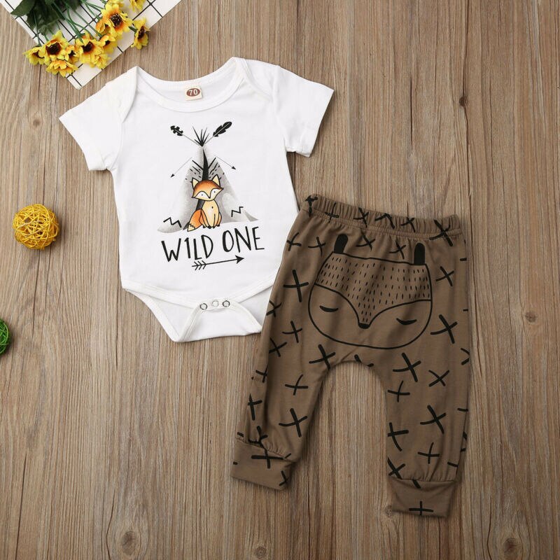 Pudcoco nyfödd bebis pojke flicka söta djurtryck kläder toppar kortärmad tröja + byxor leggings 2 st kläder outfits 0-18m