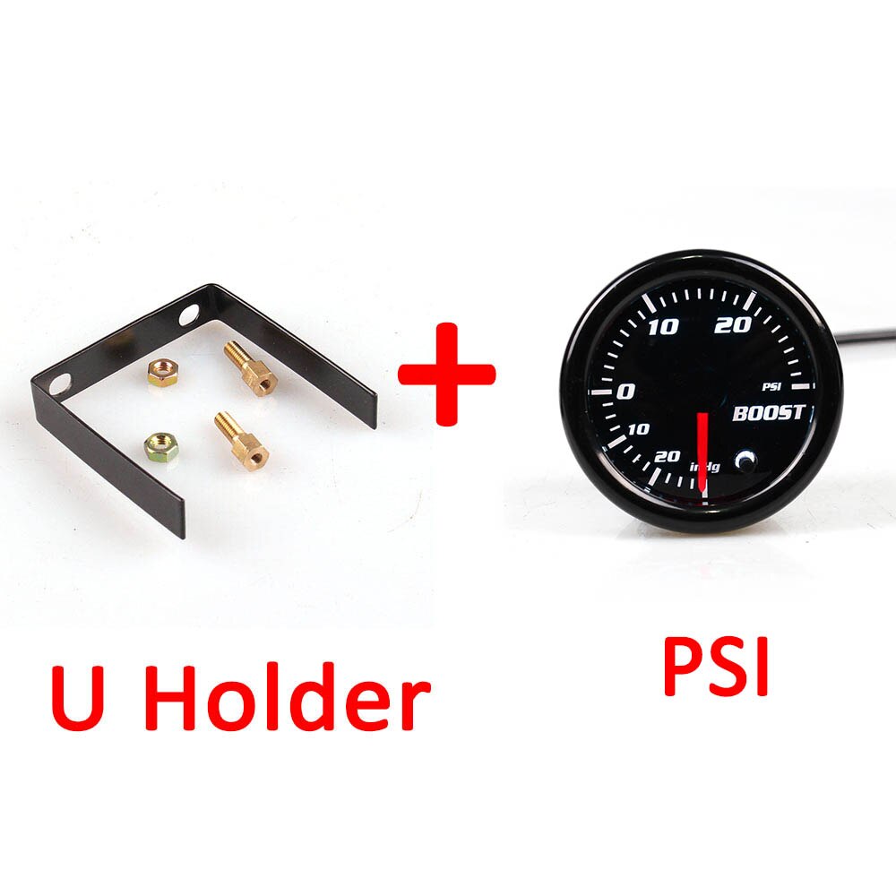 KET 2" 52mm Universal Car Auto Bar PSI Turbo Boost Gauge Meter With Sensor 7 Color LED Smoke Face auto gauge: PSI(U Holder)