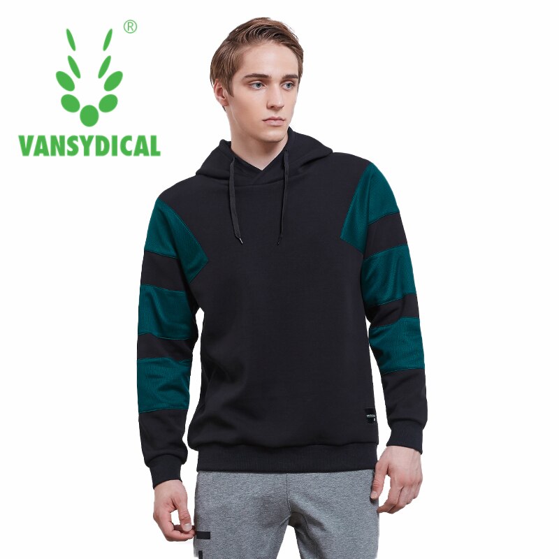 Vansydical Sport Hoodies Herfst Winter Mannen Fitness Running Tops Spliced Kleuren Lange Mouwen Uitloper Workout Truien