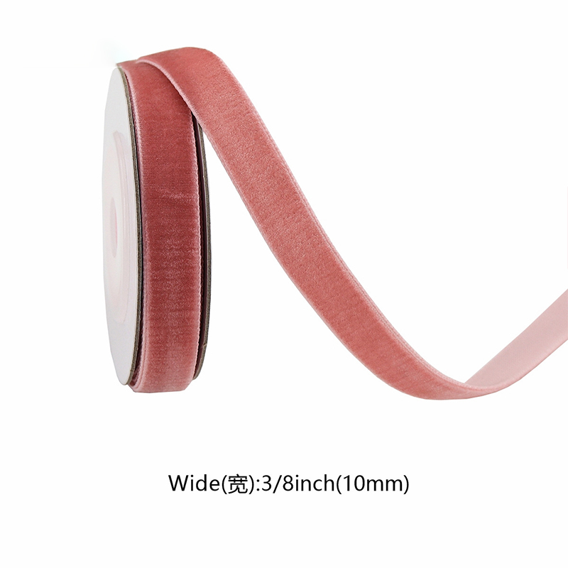 1cm farverige fløjlsbånd enkeltsidet flocking tape fløjlstape sløjfe emballagebånd 5/10 yards