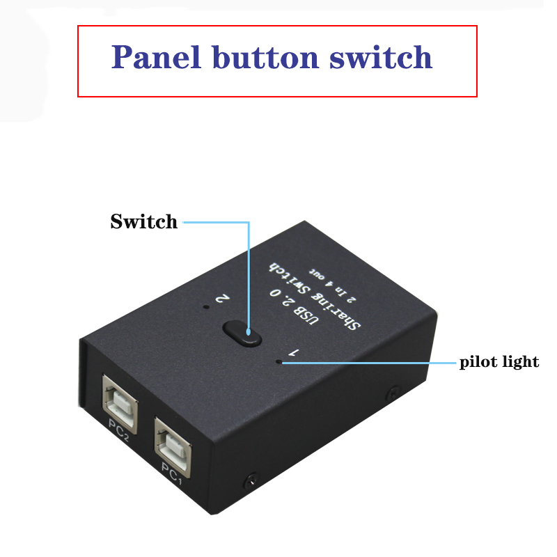 Usb Sharer Switch Box USB2.0 Handleiding Splitter Twee In Vier Out Geschikt Voor Computer Toetsenbord Muis Printer U Schijf Met kabel