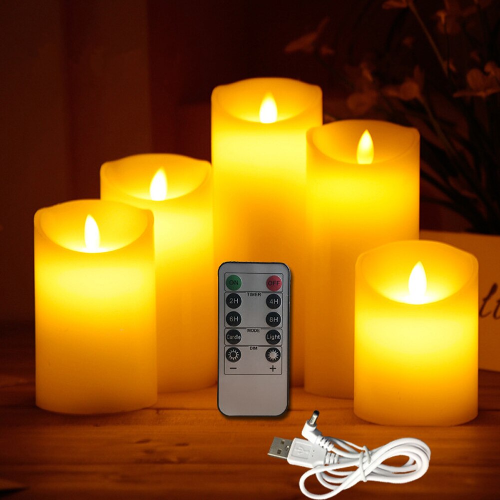 Rechargeable Candles Lights, LED Flameless Candles Smooth Flickering Candle Light with Timer Remote Control for Home Decoration