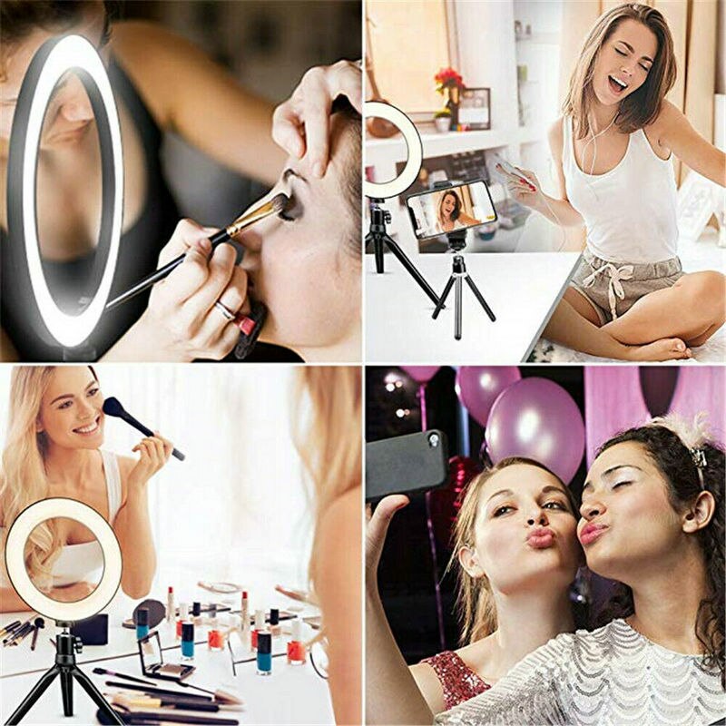 Led ring lys video studie foto selfie fyld lys m/skrivebord stativ stand & telefon montering f/portræt produkt kamera live casting
