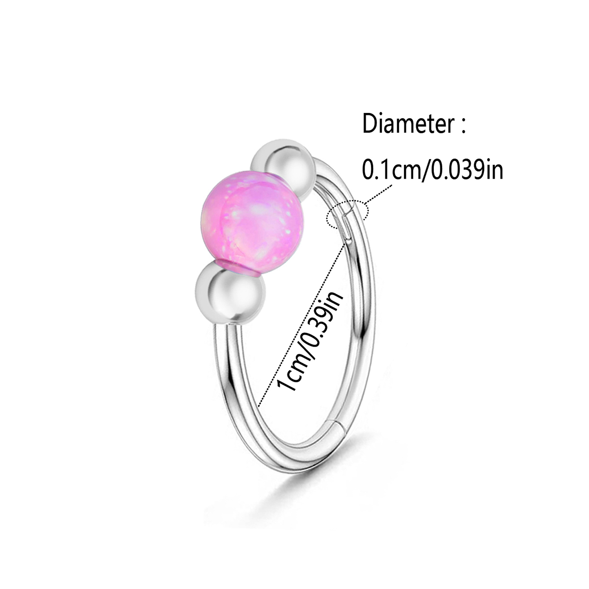 1 stk. 18g opalnæseringe til kvinder, 316l næseringe i kirurgisk stål, 8mm/10mm piercingsmykker, septumring og bruskørering: Antik kobberbelagt