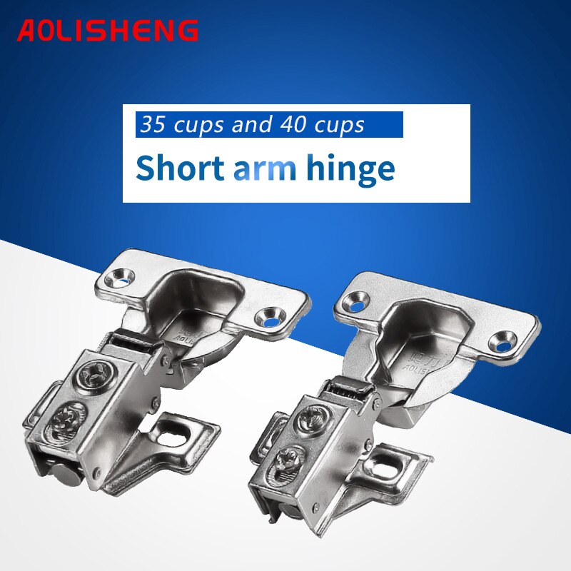 AOLISHENG 40MM Cup American Short Arm Damping Hydraulic Buffer Hinges, Furniture Small Shoe Cabinets Wardrobe Door Hinge