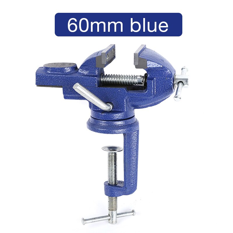 Table Vise Vice Light Duty Mechanic Clamp-on Table Vise 360 Degree Swivel Base Cast Iron Table Top Clamp Press Vice with Anvil: 60mm blue