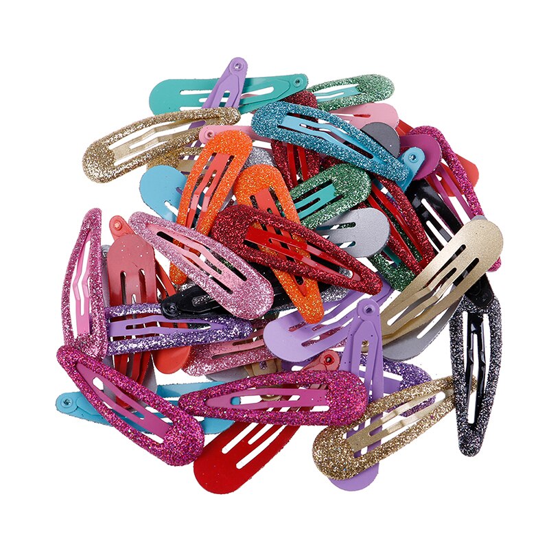 10pcs Snap Haar Clips Glitter Haarspelden voor Kinderen Kids Haar Clip Pins voor Baby Meisjes Haar Accessoires Leuke metalen Haarspeldjes