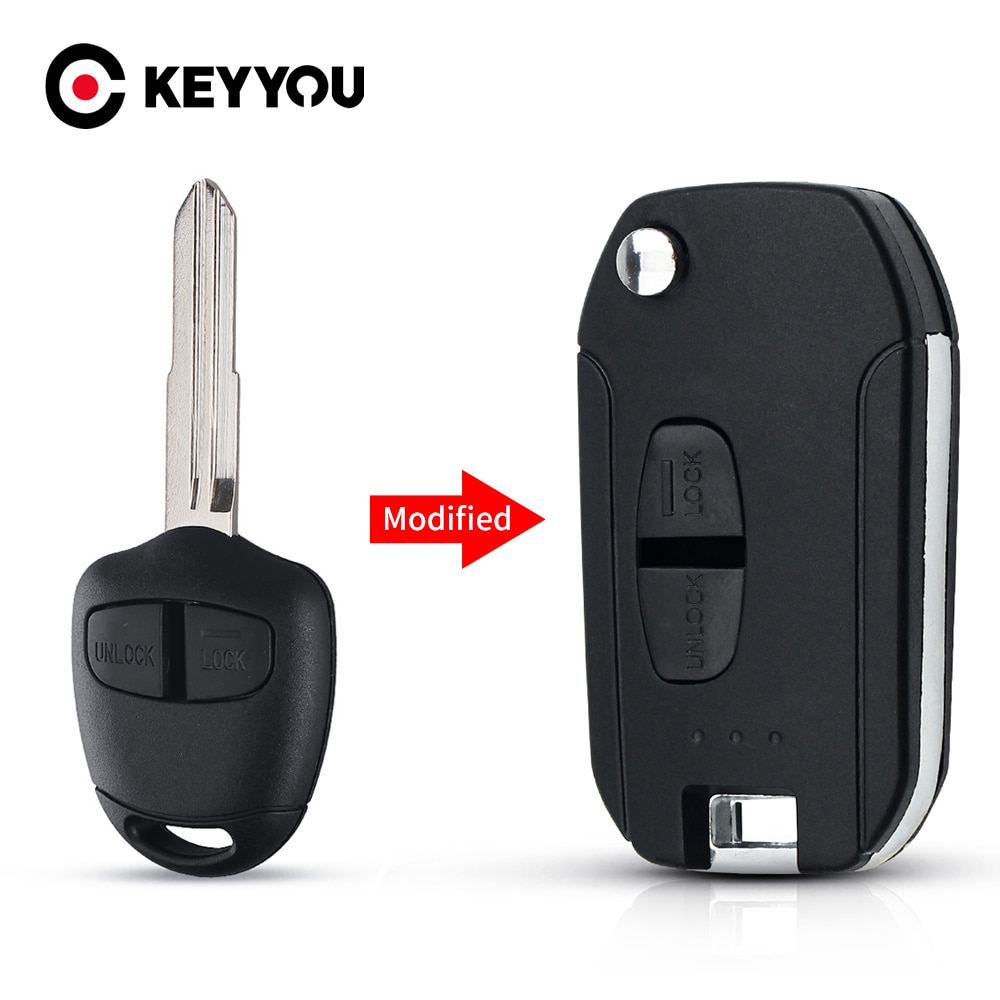 KEYYOU Modified Flip Remote Key Shell Case For Mitsubishi Pajero Sport 2 ASX GRANDIS Outlander LANCER-EX X Right/Left Blade