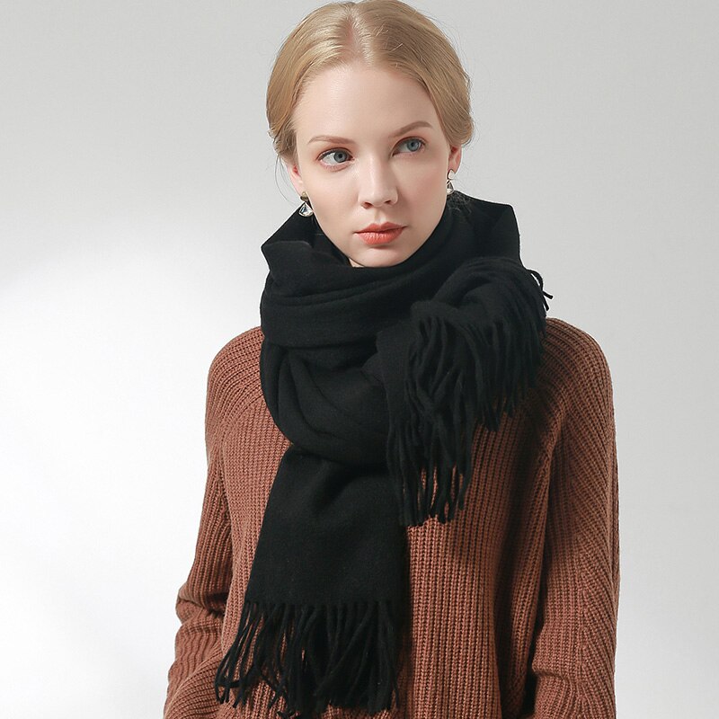 Ryssland ull halsduk kvinnor tjockare varma echarpe wraps damer foulard femme vinter solid kamel merino fina ull halsdukar
