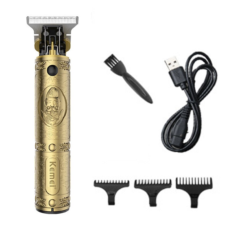 0mm elektrisk hårtrimmer barbershop skaldet skaldet udskæring skæg maskine kemei barber shop 0 mm sødere haircut barbermaskine: Uden kasse