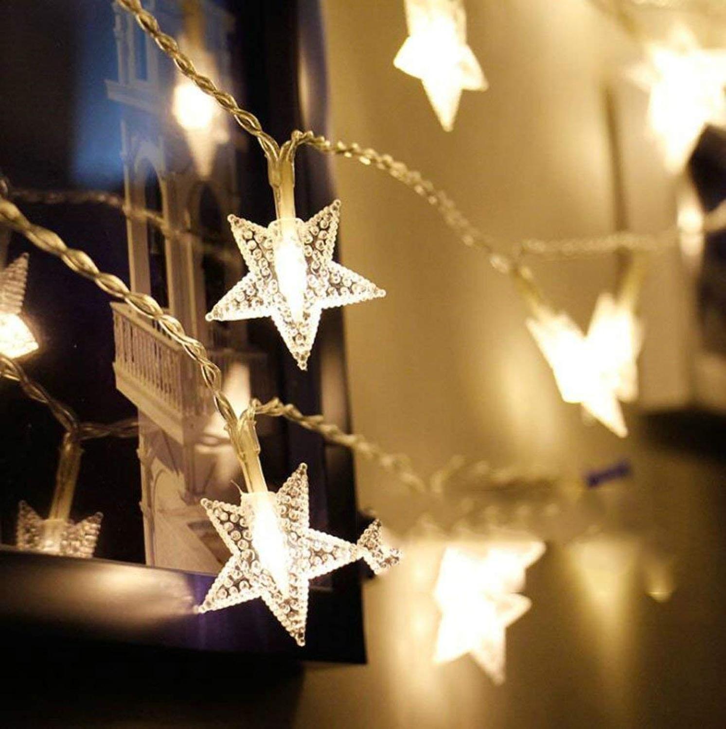 10m 20m 30m 220v førte jul kranser stjerne streng lys udendørs / indendørs fe lampe til år fest dekoration