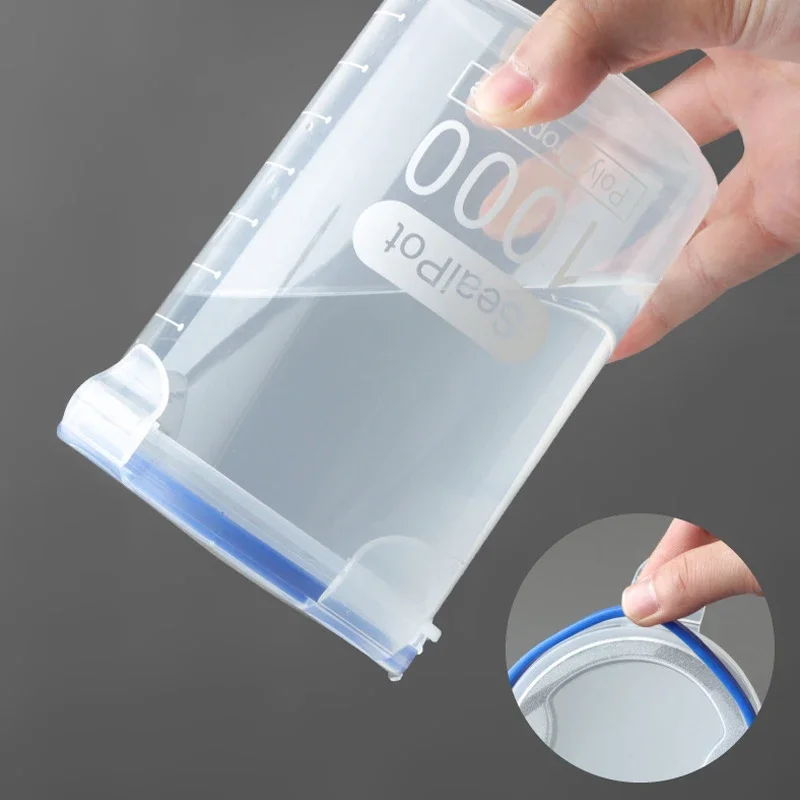 Botes de almacenamiento de alimentos de cocina con escala, organizador multigrano, tarro sellado, lata de plástico a prueba de humedad, tanque de almacenamiento hermético