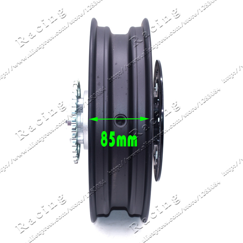 Piñón trasero de 2,75-12 pulgadas con dientes #428-34 y placa de disco de 200mm de diámetro, llanta de rueda de vacío para motocicleta Dirt Pit Bike